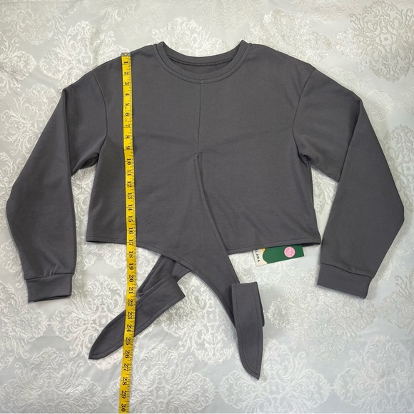 Halara Crossover Tie Back Cropped Casual Sweatshirt In Gunmetal Grey Size Medium - Picture 8 of 9